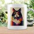 カラフル メインクーン 猫 芸術的 猫 動物 幾何学 アート コーヒーマグ ギフトのアイデア