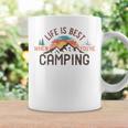 キャンプ おもしろ 楽しい 登山 キャンプしているときが人生最高 コーヒーマグ ギフトのアイデア
