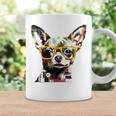 黄色のメガネを着たチワワ 明るい色 コーヒーマグ ギフトのアイデア