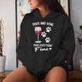 Dog And Wine Make Everything Fine Drinker Wine Puppy レディースパーカー 彼女への贈り物