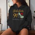 Fabulous Queen 91歳の誕生日クルーパーティ隊のお祝い 長袖tシャツ レディースパーカー 彼女への贈り物