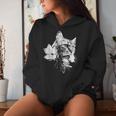 マグノリアの花と美しい猫 レディースパーカー 彼女への贈り物
