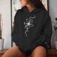 ラインアート 蘭の花 タトゥースタイル 長袖tシャツ レディースパーカー 彼女への贈り物