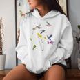 ハチドリと花のtシャツ レディースパーカー 彼女への贈り物