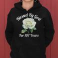 Blessed By God For 107 Yeasオールドローズフラワー 107歳の誕生日 長袖tシャツ レディースパーカー