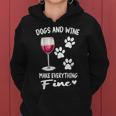Dog And Wine Make Everything Fine Drinker Wine Puppy レディースパーカー
