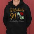 Fabulous Queen 91歳の誕生日クルーパーティ隊のお祝い 長袖tシャツ レディースパーカー