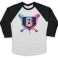Baseball 8 Year Old Ice Cream Drip 8th Birthday Party Baseball Raglan Shirt Baseball 8 Year Old Ice Cream Drip 8th Birthday Party Baseball Raglan Shirt