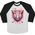 Women's Valentines Day Baseball Boys Ice Cream Drip Heart Youth Kids Baseball Raglan Shirt