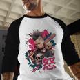 Punk Girl With Anger Kanji And Baseball Bat Baseball Raglan Shirt