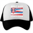 Best Dad Coach Ever Baseball Dad American Flag 4th Of July Premium Trucker Cap