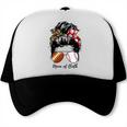 Football Mom Baseball Mom Of Both Messy Bun Mother's Day Trucker Cap Football Mom Baseball Mom Of Both Messy Bun Mother's Day Trucker Cap