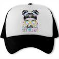Hello 1st Grade Messy Bun Girl Back To School First Day Trucker Cap Hello 1st Grade Messy Bun Girl Back To School First Day Trucker Cap