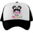 Hello 2nd Grade Messy Bun Back To School First Day Girl Kids Trucker Cap