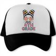 Hello 4th Grade Messy Bun Hair Back To School Girls Trucker Cap
