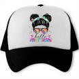 Hello First Grade Shirt Messy Bun Tie Dye Back To School Trucker Cap Hello First Grade Shirt Messy Bun Tie Dye Back To School Trucker Cap