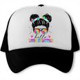 Hello Kindergarten Shirt Messy Bun Tie Dye Back To School Trucker Cap Hello Kindergarten Shirt Messy Bun Tie Dye Back To School Trucker Cap
