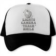 Lights Camera Teach Smile Disco-Ball Back To School Outfit Trucker Cap Lights Camera Teach Smile Disco-Ball Back To School Outfit Trucker Cap