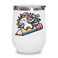 Back To School Unicorn Riding A Pencil Wine Tumbler Back To School Unicorn Riding A Pencil Wine Tumbler