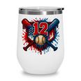 Baseball 12 Year Old Splash Drip 12th Birthday Boy Number 12 Wine Tumbler Baseball 12 Year Old Splash Drip 12th Birthday Boy Number 12 Wine Tumbler