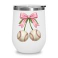 Baseball Girls Women Coquette Pink Bow Baseball Wine Tumbler