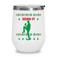 Baseball Player Christmas Pajama Send It Xmas PJs Boys Wine Tumbler