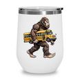 Bigfoot Carrying School Bus Sasquatch Back To School Wine Tumbler