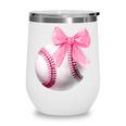 Cute Coquette Baseball Pink Bow Player & Fan Girls Wine Tumbler