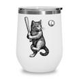 Cute Kitten Playing Baseball Hitter Bat Cool Baseball Cat Wine Tumbler