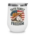 Faith Family Freedom Patriotic Christian Baseball Game Day Wine Tumbler