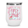 First Grade Coquette Bow Pink Preppy Back To School Girls Wine Tumbler First Grade Coquette Bow Pink Preppy Back To School Girls Wine Tumbler