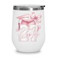 Girls Class Of 2027 Back To School Senior 2027 Coquette Bow Wine Tumbler Girls Class Of 2027 Back To School Senior 2027 Coquette Bow Wine Tumbler