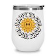 Happy Face Daisy Flower Retro Back To School Cute Graphic Wine Tumbler