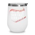 Hit Hard Run Fast Turn Left Baseball Player & Fan Premium Tri-Blend Wine Tumbler