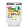 School Bus Driver Boho Floral Leopard Back To School Womens Wine Tumbler
