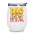 School Nurse Groovy Coquette Bow Cute Back To School Wine Tumbler