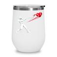 Valentines Day Baseball Batter Silhouette Heart Wine Tumbler