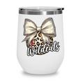 Wildcats Baseball Leopard Print Coquette Bow Mascot Game Day Wine Tumbler