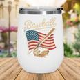 American Flag Baseball Player Bat Fan Catcher Pitcher USA Wine Tumbler