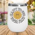 Happy Face Daisy Flower Retro Back To School Cute Graphic Wine Tumbler