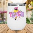 Retro Checkered Teach Pencil Lightning Back To School Wine Tumbler Retro Checkered Teach Pencil Lightning Back To School Wine Tumbler