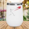 Valentines Day Baseball Batter Silhouette Heart Wine Tumbler