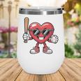 Valentines Day Heart Playing Baseball Boys Men Kids Girls Wine Tumbler