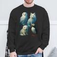 Arctic Animals コラージュ シロフクロウ キツネアザラシ ツノメ スウェットシャツ 高齢者への贈り物