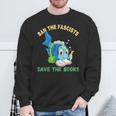 Ban The Fascists Save The Books Book Lover Worm Fish Sweatshirt Gifts for Old Men