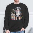 Bernese Mountain Dog Berner Bookworm Flowers Book Reading Sweatshirt Gifts for Old Men