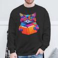 Cat Book Shirt Colorful Cat Reading Book Sweatshirt Gifts for Old Men