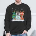 Christmas Tree Snowman Reindeer Book Stack Tee Librarian Sweatshirt Gifts for Old Men
