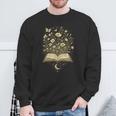 Fantasy Book Flowers Celestial Garden Stars Moon Reading Sweatshirt Gifts for Old Men