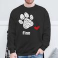 Finn Dog Paw Best Puppy Dog Finn Dog Lover スウェットシャツ 高齢者への贈り物